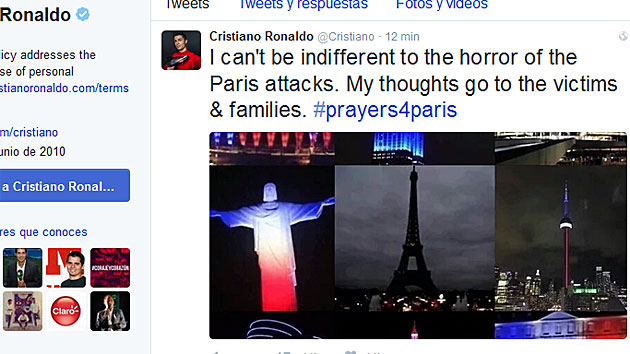 پیام رونالدو در رابطه با حادثه کشتار پاریس