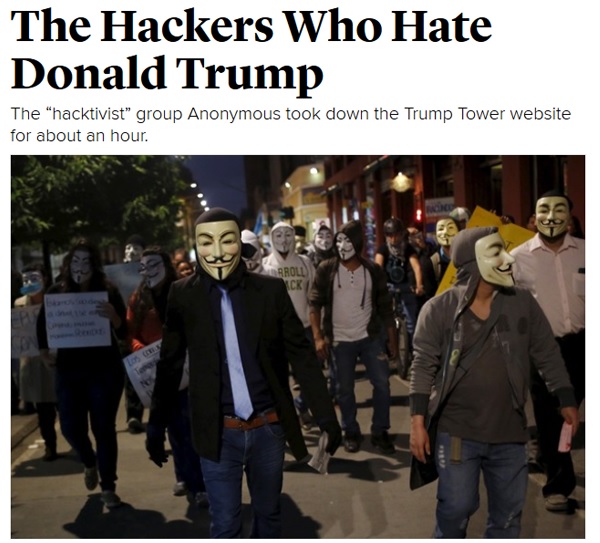 حمله هکرهای انانیموس به ترامپ