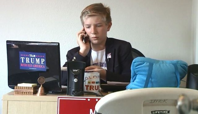 پسر 12 ساله مدیر دفاتر انتخاباتی ترامپ شد!